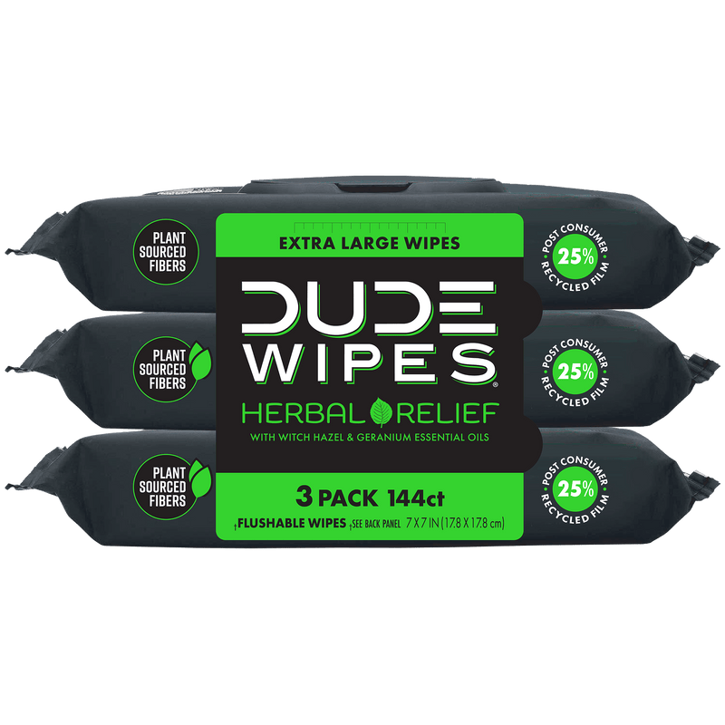 3 pack of Herbal Relief Flushable Wipes